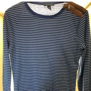 Ralph Lauren Jeans Co Sz L Suede Striped Knit Top